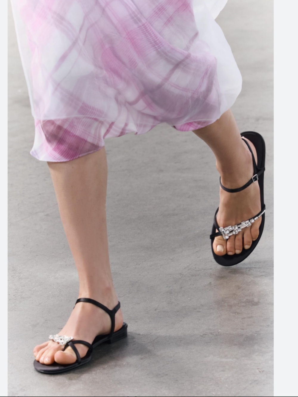 ZARA EMBELLISHED FLAT SANDALS